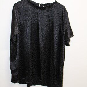 Savanna Jane Women's Black Leopard Blouse Size 3X